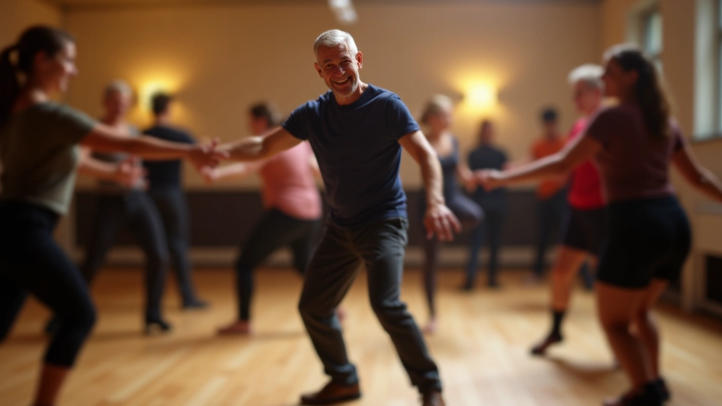 Spring Latin dance workshop in Galway studio with instructors teaching salsa technique to mixed-age group