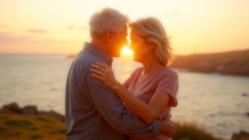 Couple performing bachata dance together showing grace and connection in an outdoor coastal setting during golden hour